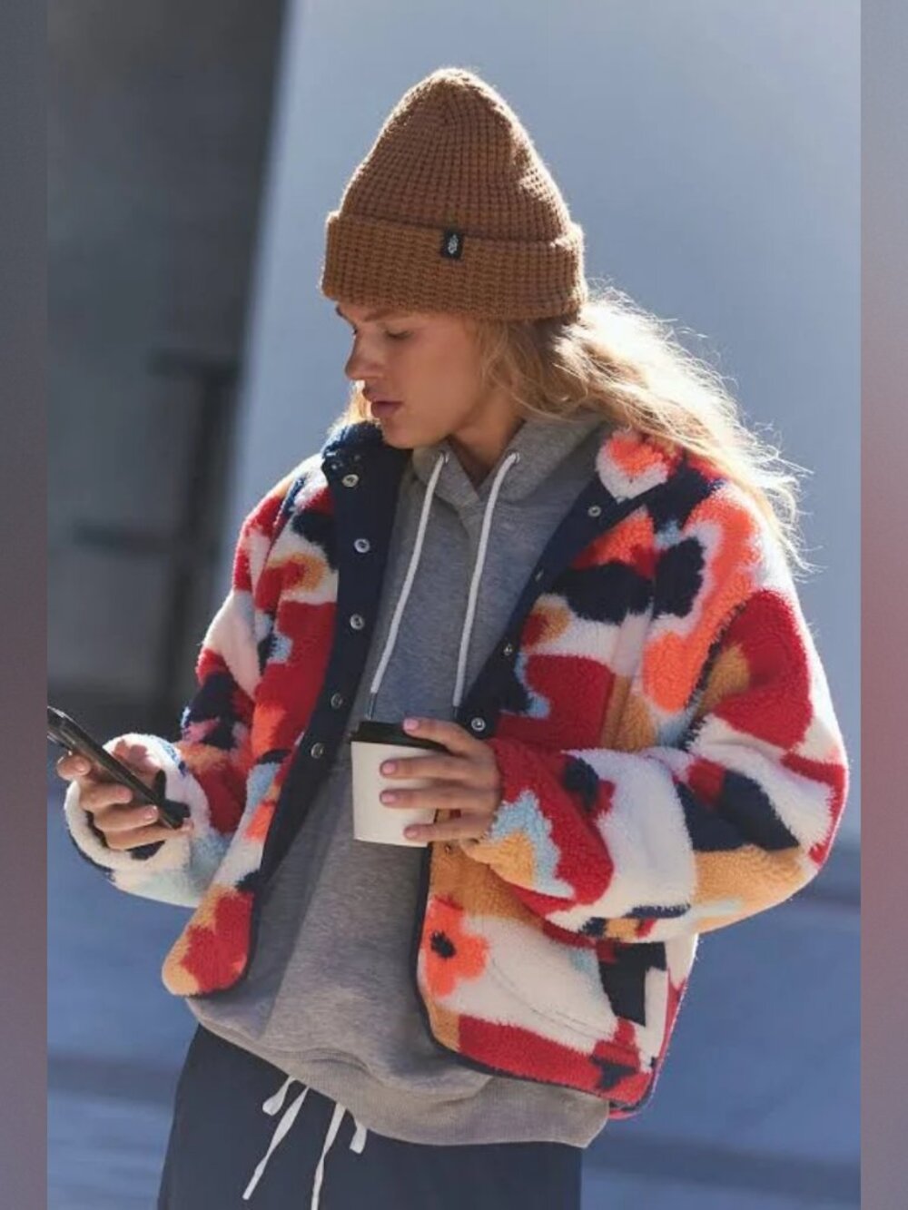 Free People Movement Hit The Slopes Printed Fleece Jacket NWOT